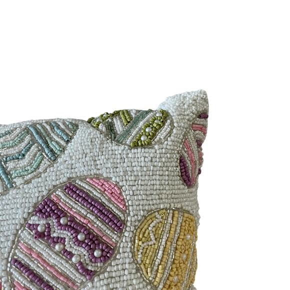 Colorful Easter Eggs Beaded Accent Pillow 12x16 Cottontail Lane Decor NEW - Picture 11 of 13